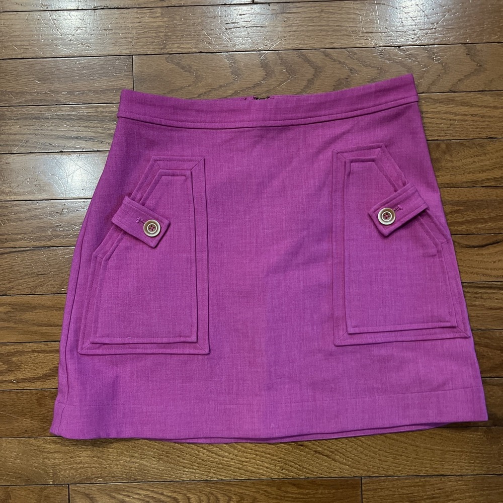 Maeve Anthropologie Pink Mini Skirt XS Pocket Detail Stretch A-Line Preppy